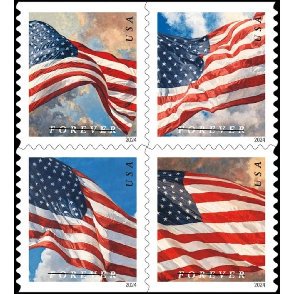 100 Forever Stamps 5 Sheets of 20 First Class USPS Stamps 2024 U.S. Flag‎ Flags
